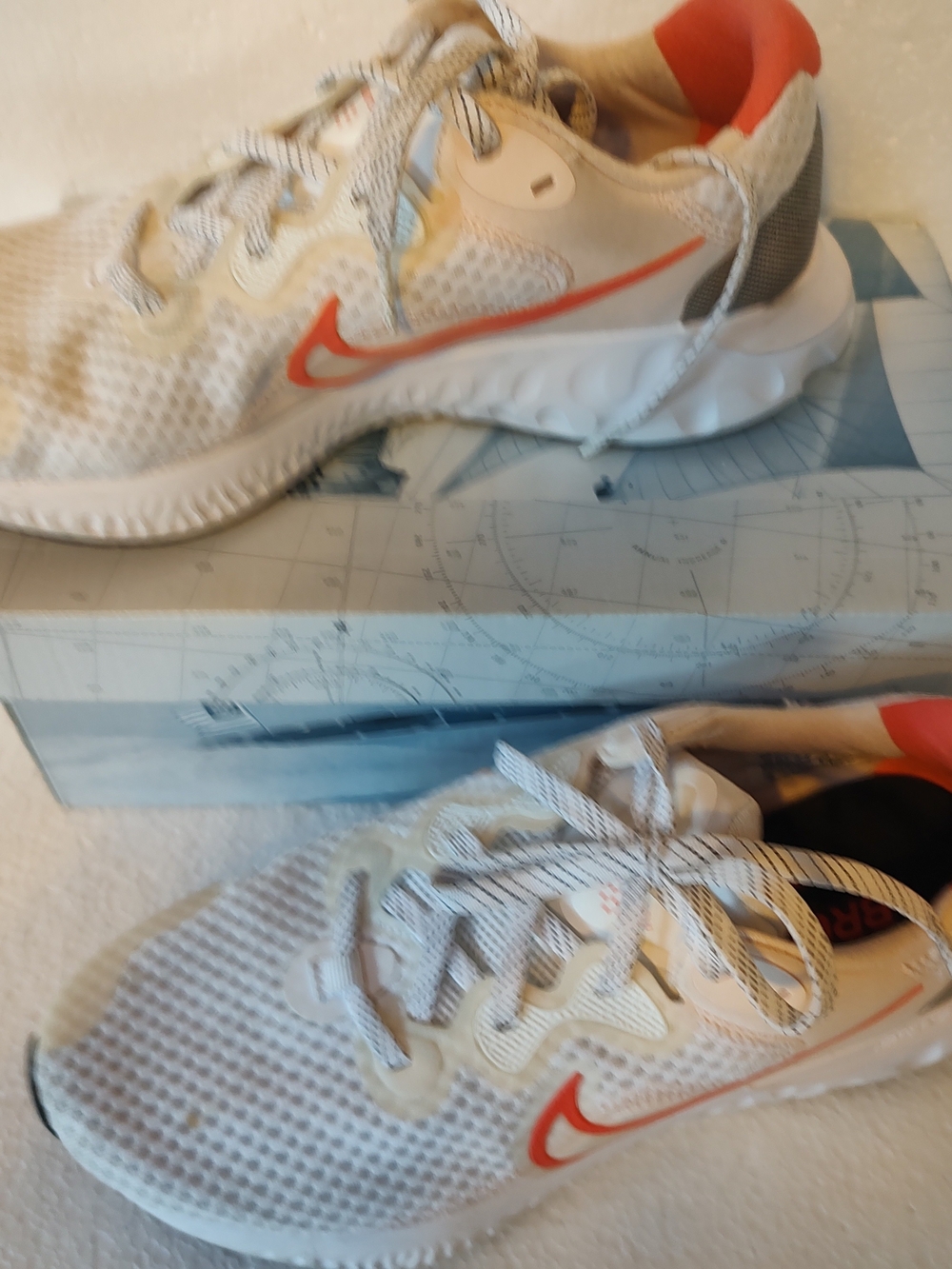 Nike Kids' White and Orange Running Shoes